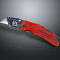 Durable Utility Knife with Ergonomic Red Wooden Handle and Sharp Metal Blade