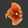 Delicious Golden Pancake With Melted Butter Red Strawberry Sauce And Whipped Cream On Dark Background