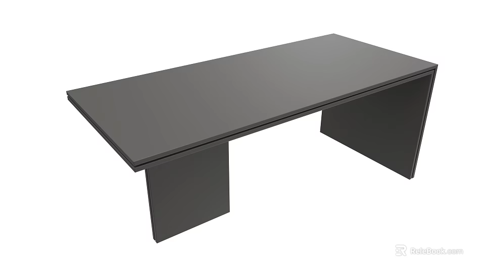 Modern Black Office Desk With Sleek Smooth Surface And Sturdy Legs Design 3d model 