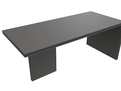 Modern Black Office Desk With Sleek Smooth Surface And Sturdy Legs Design 3d model