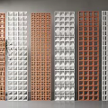 Modern Decorative Room Dividers With Multiple Geometric Grid Patterns In Orange White Gray 3d model