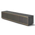 Elegant Modern Entryway Side Cabinet With Dark Wooden Storage Doors Gold Trim And Marble Top