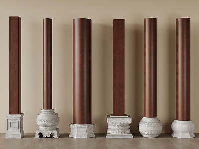 New Chinese style pillar foundation 3d model