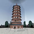 Traditional Chinese Multi story Pagoda With Curved Eaves In Urban Skyline