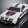 White Race Car With Red And Blue Stripes Number 22 Monaco Logo Shiny Finish