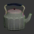 Silver Metal Kettle With Faceted Body Classic Handle And Spout For Daily Use