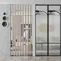 Modern Room Dividers With Vertical Slats And Black Frame Arched Glass For Living Space Decor