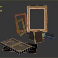 Vintage Golden Decorative Picture Frames with Wooden Frames Stacked Together