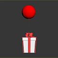 White Gift Box With Red Bow And Red Balloon On String For Daily Use