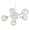Modern Unique shaped Chandelier With Transparent Glass Globes And Golden Metal Frame