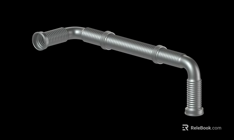 Curved Metal Pipe With Corrugated Surface Threaded Ends And Flexible Structure Design 3d model 