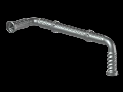 Curved Metal Pipe With Corrugated Surface Threaded Ends And Flexible Structure Design 3d model