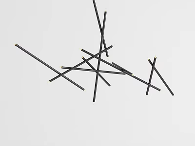 Modern Black Slender Crossed Metal Strips Chandelier Design On White Background 3d model