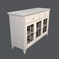 Elegant White Wooden Cabinet With Glass Doors And Drawers For Home Decor