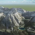 Garden Landscape With Snowy Mountain Views Clear Lakes And Lush Green Vegetation