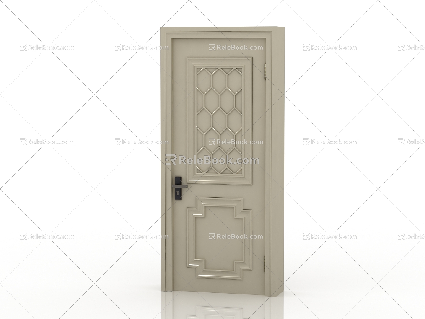 European-style interior door solid wood door 3d model