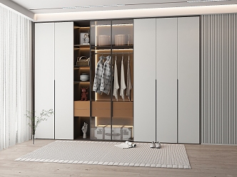 Modern Wardrobe Cloakroom Wardrobe Swing Door Wardrobe Glass Door Wardrobe Clothes Ornaments Storage Cabinet 3d model