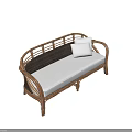 Natural Wicker Sofa With White Cushions And Rattan Frame For Living Room Seating
