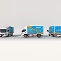 Blue And White Commercial Trucks With Wavy Patterns For Cargo Transport