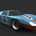 Blue And Orange Race Car With Number 8 On Body And Retro Design