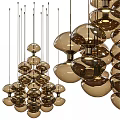 Modern Amber Glass Pendant Lights With Spherical Cluster Design