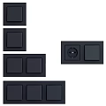 Black Switch And Socket Panel Combinations With Various Configurations For Modern Home 3d model