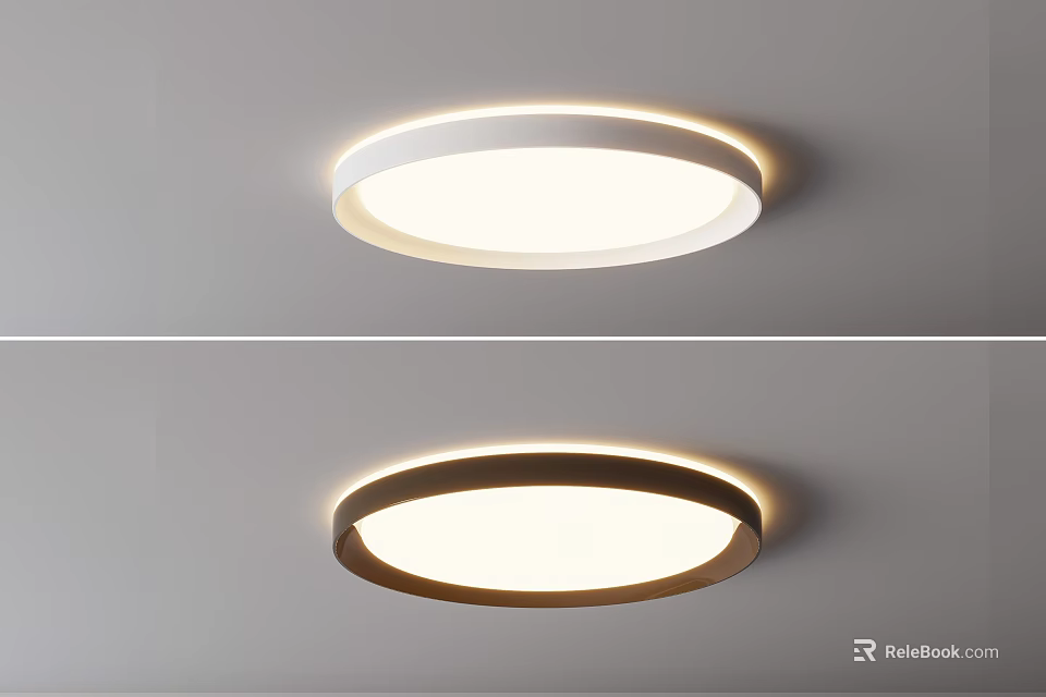Modern Round Ceiling Lights With Sleek Frames And Warm LED Glow For Interior Design 3d model