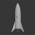 Metallic Silver Rocket Model With American Flag For Space Exploration