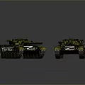 Two Military Tanks With Green Camouflage Pattern And Z Markings On Dark Background
