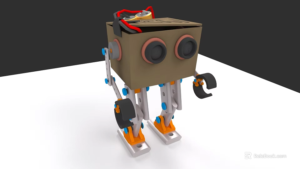 Modern Electronic Robot With Square Body Mechanical Legs Sensors And Claw Arms 3d model 