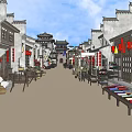 Ancient Chinese Architectural Gate Tower With Traditional Style Red Lanterns And Archways