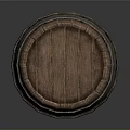 Wooden Barrel With Metal Hoops And Textured Surface On Dark Background