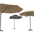 Outdoor Patio Umbrellas in Beige and Black with Sturdy Frames and Stable Bases