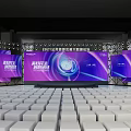 Technology Empowers Future Better Life Intelligent New Era Event Venue With Screens And White Seats