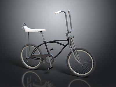 Vintage Bicycle Features Black Frame White Seat Silver Handlebars And White Rims 3d model