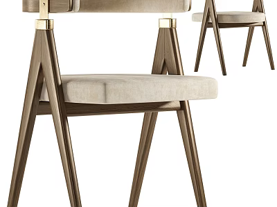 Modern Accent Chair With Wooden Frame Beige Upholstered Seat And Metal Accents 3d model