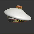 Stylish White Hat With Red Pom Pom And Jeanne Lettering For Trendy Fashion Look