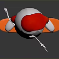 Kinder Game And Movie Character With Red Cap Red Pants Standing On Orange Skateboard