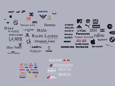 Top Brand Logos Collection Featuring Various Well Known International Brands From Different Categories 3d model