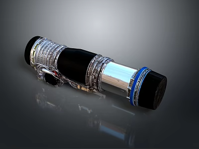 Modern Tactical Weapon With Black Silver Body Blue Accent Ring Metallic Texture And Sleek Structure 3d model