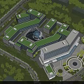 Modern Industrial Factory Complex With Green Roofs Surrounded By Trees And Roads