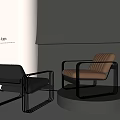 Modern Accent Chairs In Black And Brown With Metal Frames And Leather Seats On