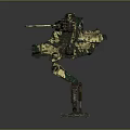 Military Style Mechanical Character And Biomechanical Creature With Camouflage Four Legged Structure