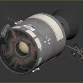 Metallic Spacecraft Module With Detailed Components And External Cables For Space Exploration Missions 3d model
