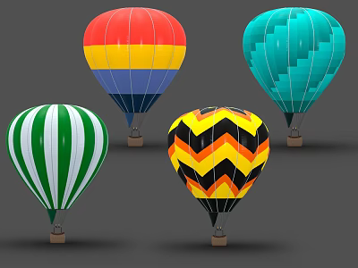 Play Equipment With Colorful Hot Air Balloons Featuring Various Patterns And Designs 3d model