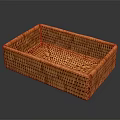 Brown Woven Rectangular Storage Basket for Daily Household Use with Practical Design and Intricate Texture 3d model