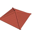 Red Triangular Roof Architectural Component With Detailed Tile Structure Design Elements 3d model