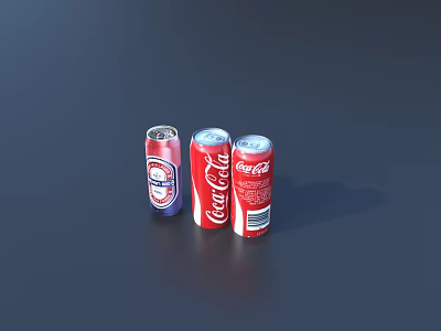 Coca-Cola And Pepsi Carbonated Soft Drink Cans On Dark Surface Background 3d model