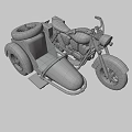 Vintage Blue Sidecar Motorcycle With Red Seat And Classic Design