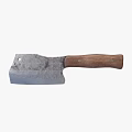 Vintage Kitchen Cleaver With Wooden Handle And Worn Blade Texture For Cooking